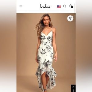 Darling Daylily Black and White Floral Print High-Low Maxi Dress